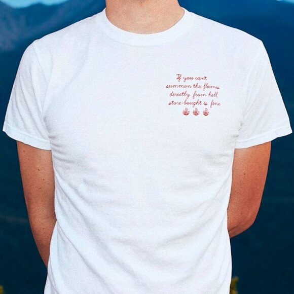 READ RECEIPTS Artisan Embroidered Quote Tee White Crewneck Short Sleeve - Picture 2 of 13
